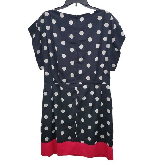 Eliza J Women's Crepe De Chine Black + White Polka Dot Shift Dress Plus Size 14 - Picture 7 of 7